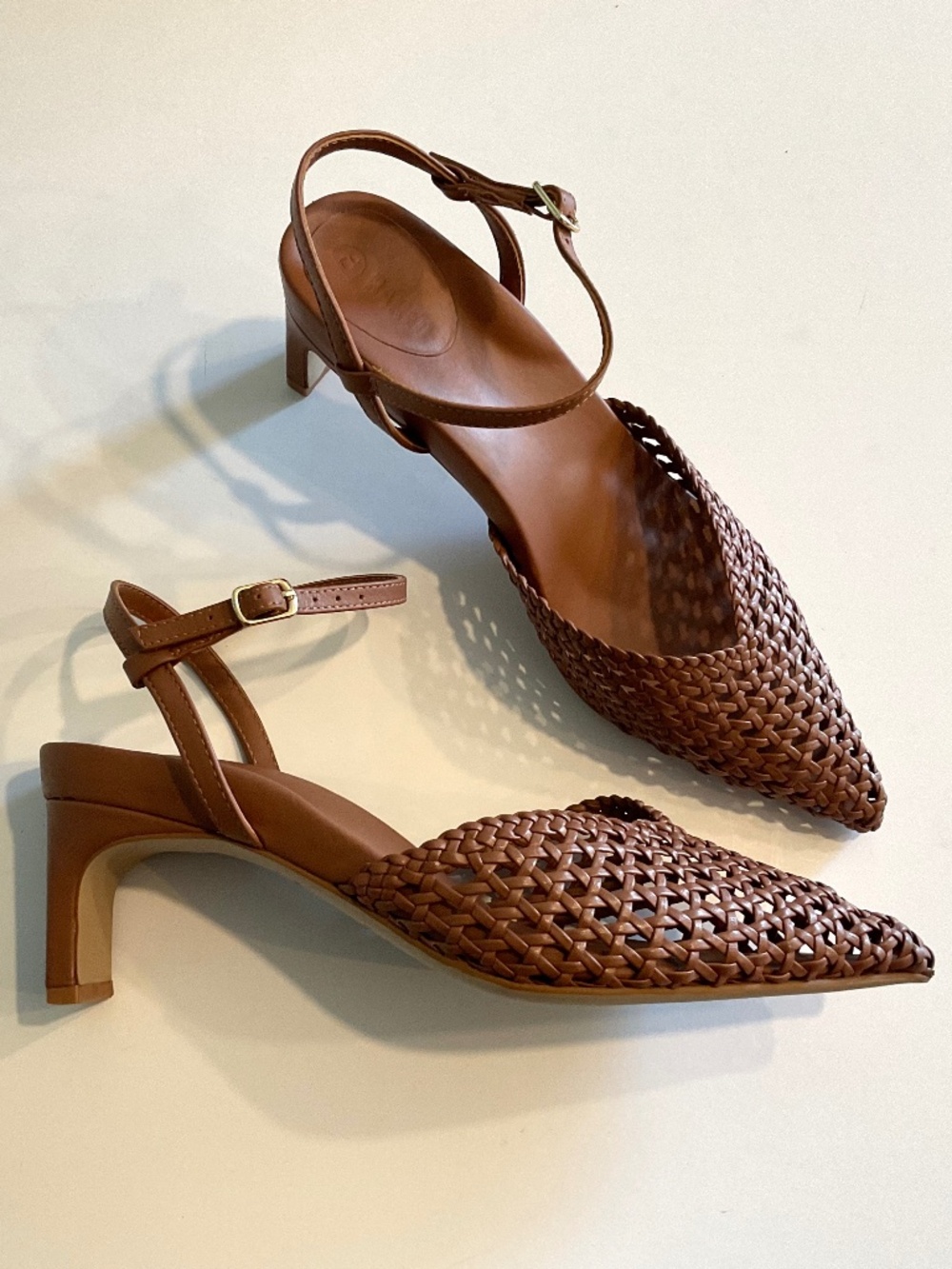 BARED FOOTWEAR Attila Woven Pointed Toe Heels in Chestnut Brown Size EU 38